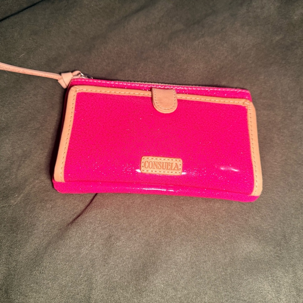 Consuela Bright Pink Wallet with Tan Trim